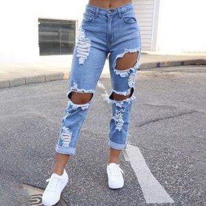 Cello Medium Wash Distressed Jeans